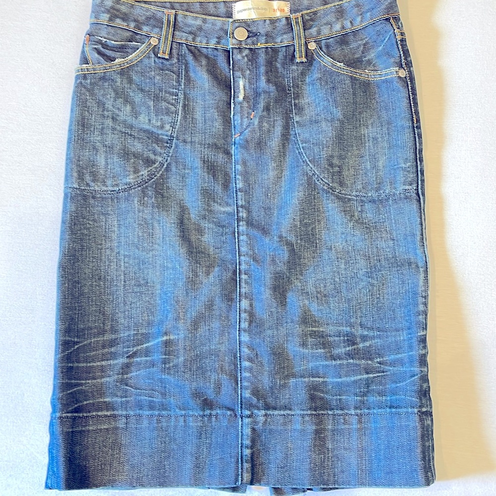 Paper denim & cloth dark denim straight skirt